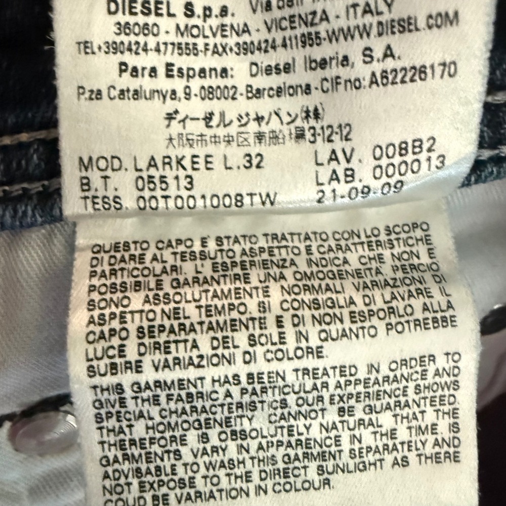 Diesel Larkee Mens 30x32 Regular Straight Jeans Blue Medium Wash 0088Z Stretch - Picture 12 of 12